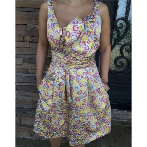 NWT ZAC POSEN Floral Brocade Bow Sleeveless Dress - Picture 4 of 8